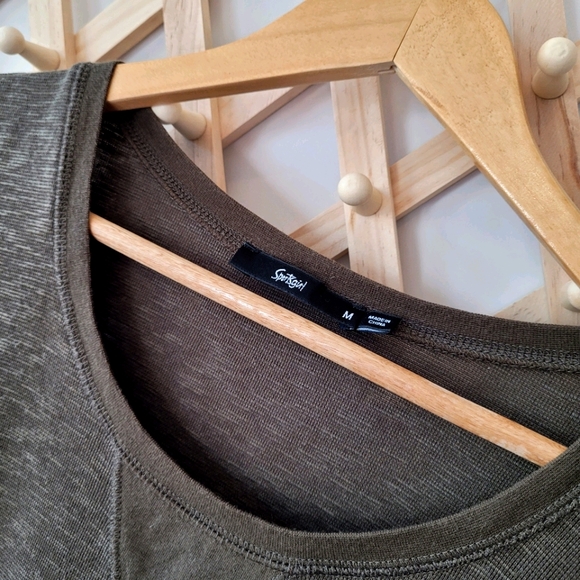 SPORTSGIRL Dress (sM) Boho Olive Green Long Sleeve - Picture 3 of 5